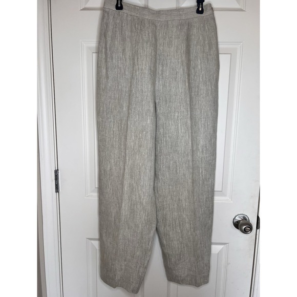 Plaza South Pants - 100% Linen Pants Plaza South Tan/Gray. Neutral Business Tapered Leg Trouser 12
